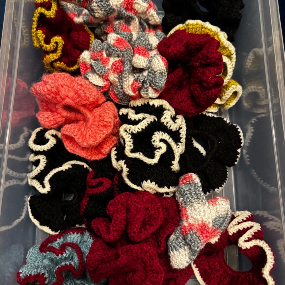 $13 for 3 Colorful Handmade Crochet Hair Scrunchies
